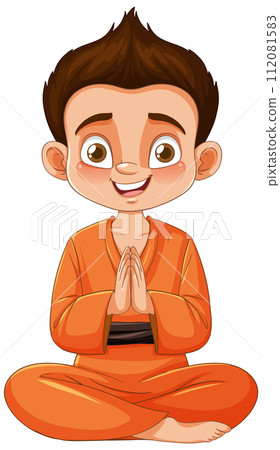 Young Boy Practicing Mindful Meditation 112081583