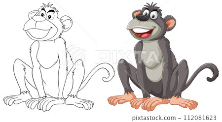 Before and After: Cheerful Monkey Illustration Before and After: Cheerful Monkey Illustration 112081623