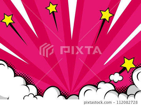 American comic style clouds and pink concentrated lines 112082728