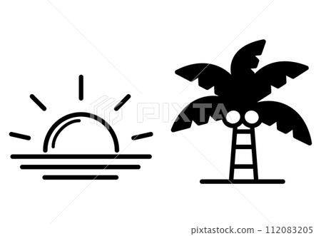 太陽棕櫚樹圖標 太陽棕櫚樹圖標 112083205