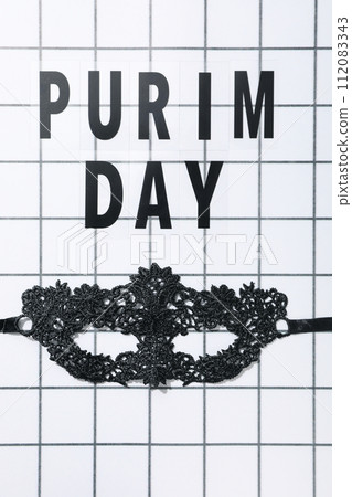 Purim day celebration concept, mask for performance. Purim day celebration concept, mask for performance. 112083343