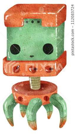 Cute Robot hand paint watercolor 112083724