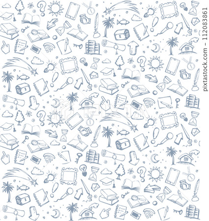 Vector background. Pattern of various icons 112083861
