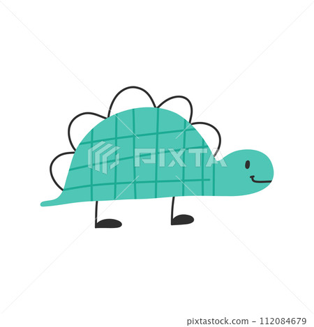 Cute dinosaur in cartoon scandinavian style. Vector illustration for a kids room. Hand drawn dino isolated on white background. Dino character. Cute dinosaur in cartoon scandinavian style. Vector illustration for a kids room. Hand drawn dino isolated on white background. Dino character. 112084679