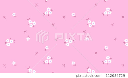 Cute Showa retro floral pattern in pink 16:9 112084729