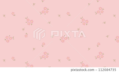暗粉色昭和復古花卉圖案16:9 112084735