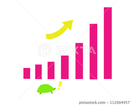 黃色感嘆號版本的上升圖與掙扎的烏龜 112084957