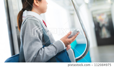Image of high school students commuting to school by train Image of high school students commuting to school by train 112084975