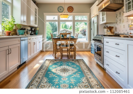 turquoise kitchen rug in the kitchen with white counters turquoise kitchen rug in the kitchen with white counters 112085461
