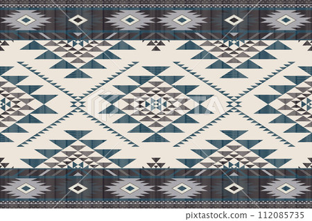 Navajo tribal vector seamless pattern. Native American ornament. Ethnic South Western decor style. Boho geometric ornament. Vector seamless pattern. Mexican blanket, rug. Woven carpet illustration. 112085735