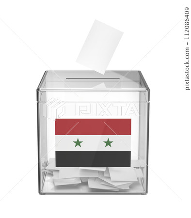 Ballot box with the flag of Syria Ballot box with the flag of Syria 112086409