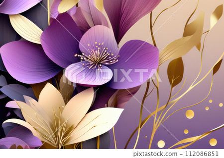 Botanical banner for decoration, print, wallpaper, textile, interior design. 112086851