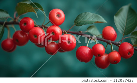 decorative branch with red berries 112087422
