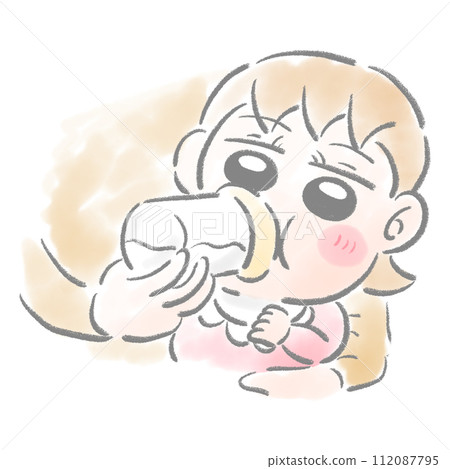 Baby drinking milk watercolor touch Baby drinking milk watercolor touch 112087795