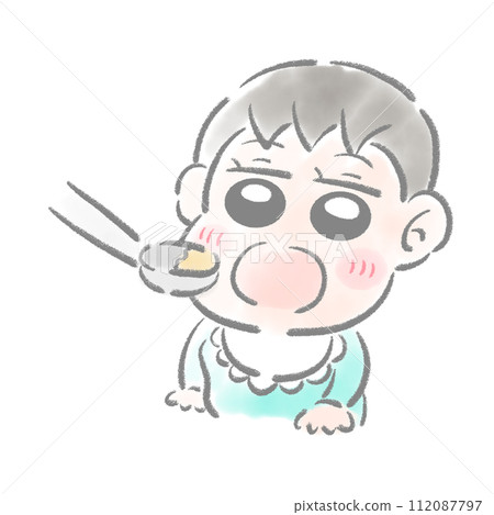 嬰兒吃嬰兒食品水彩觸摸 嬰兒吃嬰兒食品水彩觸摸 112087797
