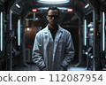 portrait of an engineer in a white coat and glasses 112087954