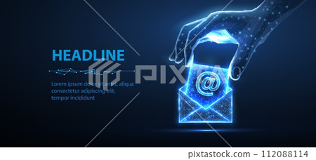 Digital hand put letter in to the envelop. AI mailing, email icon, inbox logo, envelope symbol Digital hand put letter in to the envelop. AI mailing, email icon, inbox logo, envelope symbol 112088114
