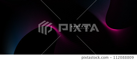 Modern abstract background with glowing dynamic wavy lines. Fluid shapes. Trendy linear composition. Lines art. Minimal design. Futuristic technology style. Suit for poster, cover, card, banner, Modern abstract background with glowing dynamic wavy lines. Fluid shapes. Trendy linear composition. Lines art. Minimal design. Futuristic technology style. Suit for poster, cover, card, banner, 112088809