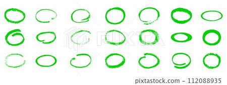 Brush stroke ovals highlight set. Hand draw vector stock illustration isolated on white background for textured underline text in presentation, design massage, frame. EPS10 Brush stroke ovals highlight set. Hand draw vector stock illustration isolated on white background for textured underline text in presentation, design massage, frame. EPS10 112088935