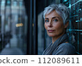 Adult woman with character and fixed gaze 112089611