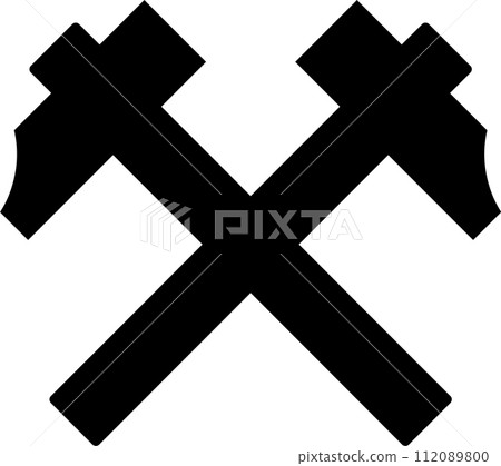 Crossed Hammers Icon in Flat Style. Vector Illustration. Crossed Hammers Icon in Flat Style. Vector Illustration. 112089800