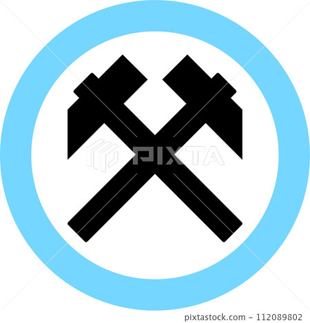 Crossed Hammers Icon in Flat Style. Vector Illustration. 112089802