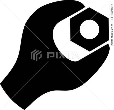 Wrench and Nut Icon in Flat Style. Vector Illustration. Wrench and Nut Icon in Flat Style. Vector Illustration. 112089814
