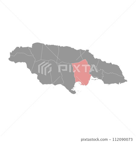 Saint Catherine Parish map, administrative division of Jamaica. Vector illustration. 112090073
