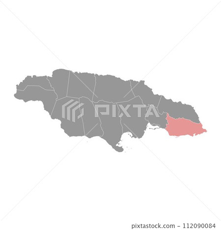 Saint Thomas Parish map, administrative division of Jamaica. Vector illustration. 112090084