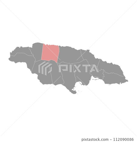 Trelawny Parish map, administrative division of Jamaica. Vector illustration. 112090086