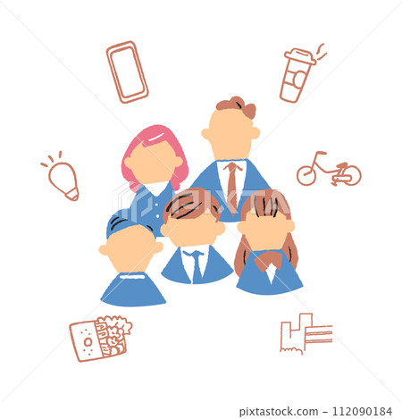 Students and teachers in uniform, no facial expressions, illustration material Students and teachers in uniform, no facial expressions, illustration material 112090184