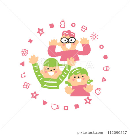 好朋友被圖案圓圈包圍插畫素材 好朋友被圖案圓圈包圍插畫素材 112090217