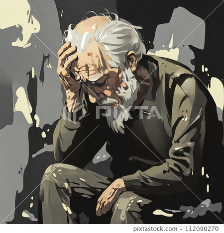 老人絕望地低著頭 112090270