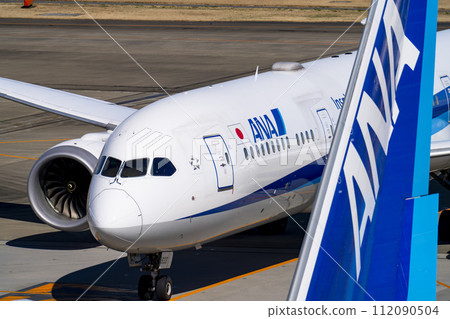 Scenery of Haneda Airport, airplane taxiing, Ota Ward, Tokyo Scenery of Haneda Airport, airplane taxiing, Ota Ward, Tokyo 112090504