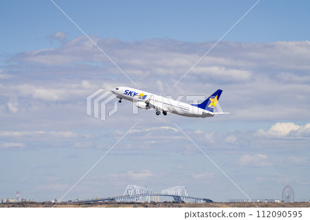 羽田機場風景，飛機起飛，東京大田區 112090595