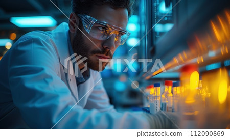 portrait of a male scientist in a laboratory 112090869