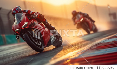 racer on sports motorcycle racing 112090959