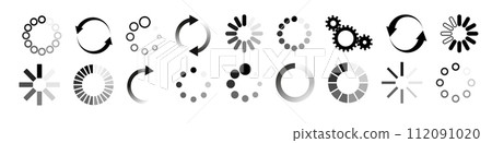 Load icon. Loading circle website buffer loader or preloader. Vector download or upload status icon 112091020