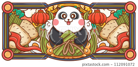 原创手绘卡通端午节美食插画海报素材 112091072