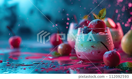 Neon Delight: Molecular Gastronomy Dessert 112092593