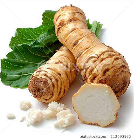 Garden weed vegetable horseradish on a white isolated background - AI generated image Garden weed vegetable horseradish on a white isolated background - AI generated image 112093132