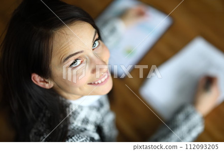 Cheerful young woman in costume Cheerful young woman in costume 112093205