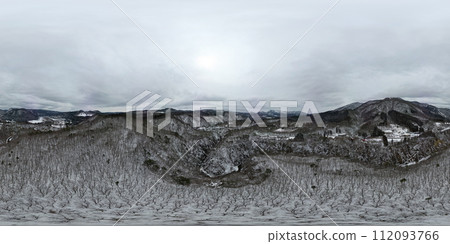 Naruko Gorge in midwinter with little snow Aerial shot VR Naruko Gorge in midwinter with little snow Aerial shot VR 112093766