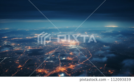 Spectacular nighttime skyline of a big modern city at night 112093839