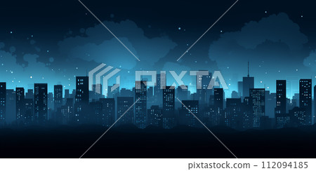 Spectacular nighttime skyline of a big modern city at night, Illustration Spectacular nighttime skyline of a big modern city at night, Illustration 112094185