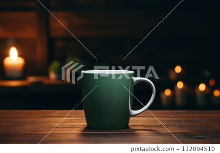 no logo, no text, empty cup of coffee on wooden table without text 112094510