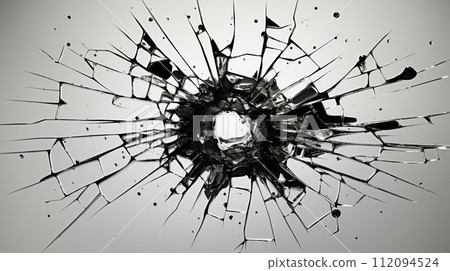 Bullet hole: A bullet hole that hit the glass Bullet hole: A bullet hole that hit the glass 112094524