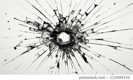 Bullet hole: A bullet hole that hit the glass Bullet hole: A bullet hole that hit the glass 112094530