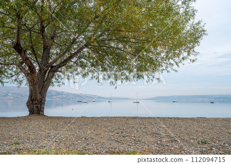 Tbilisi sea, reservoir and boats with deflated sails Tbilisi sea, reservoir and boats with deflated sails 112094715