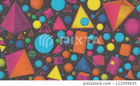 Colorful pop art background consisting of geometric shapes and patterns - ai generated Colorful pop art background consisting of geometric shapes and patterns - ai generated 112094835